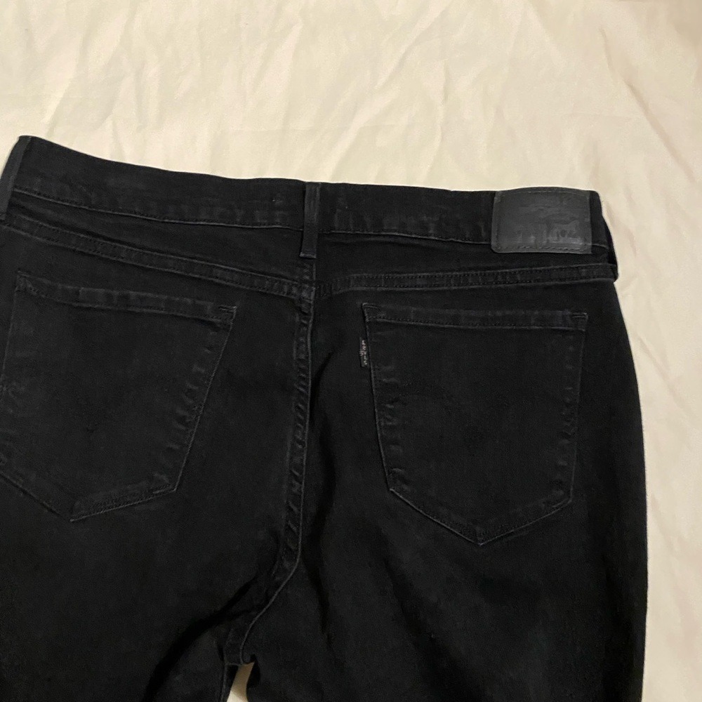 Levis 505 Straight Black Denim Mid Rise Skinny Jeans 30 Indie Sleaze Minimalist - Picture 5 of 6